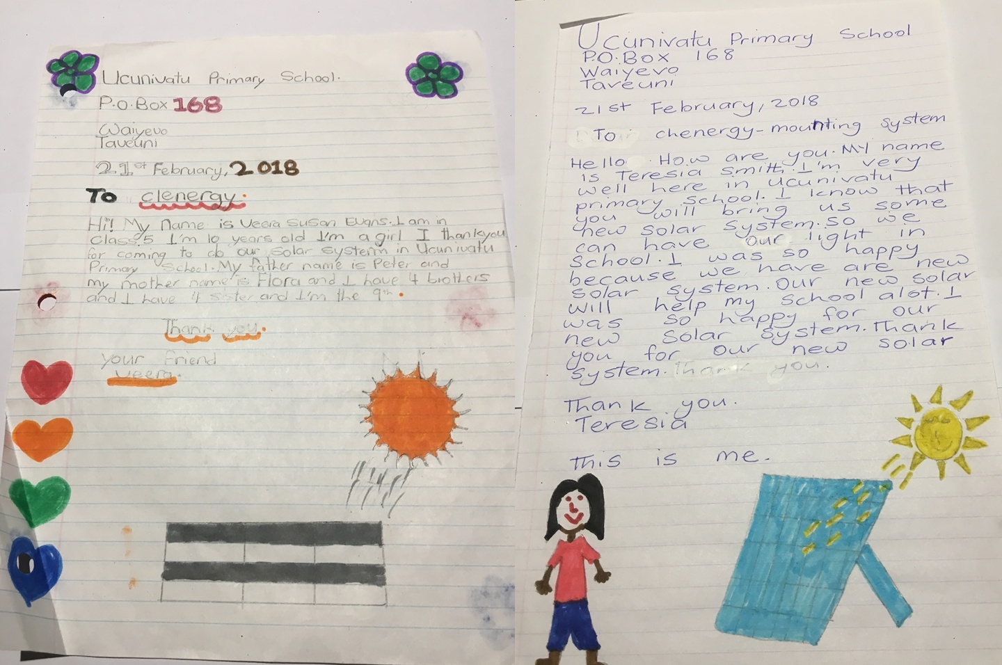 Thank You Letters from Children in Fiji Schools